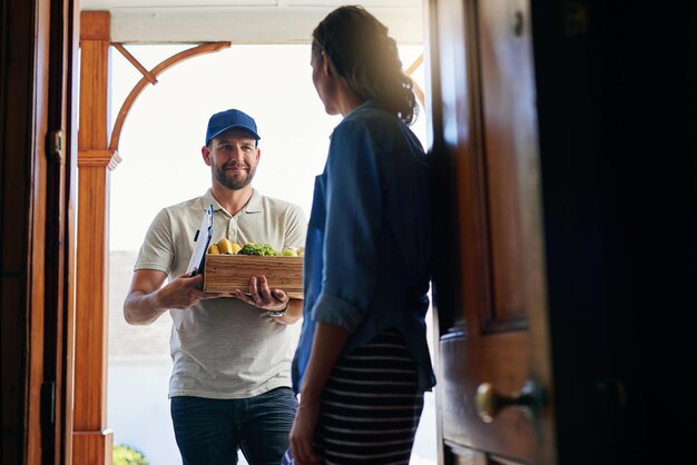 well deliver whatever you need from grocery store shot courier delivering groceries customer her home 590464 14657